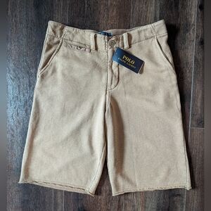 Polo Ralph Lauren Boys Terry Knit Shorts Casual Large 14-16 Preppy Button Tan